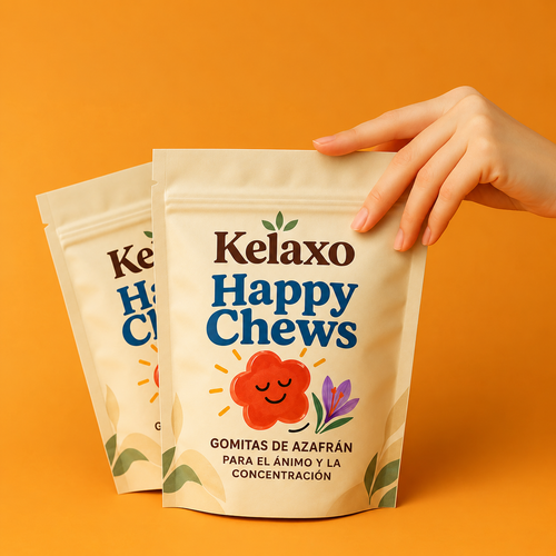 Frascos de Kelaxo, gomitas de azafrán para la calma y el enfoque