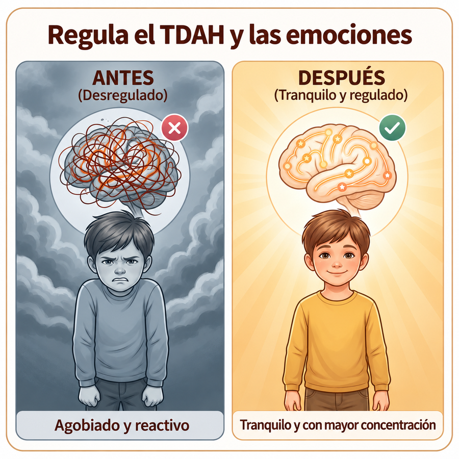 Antes y después — niño regulado con Kelaxo